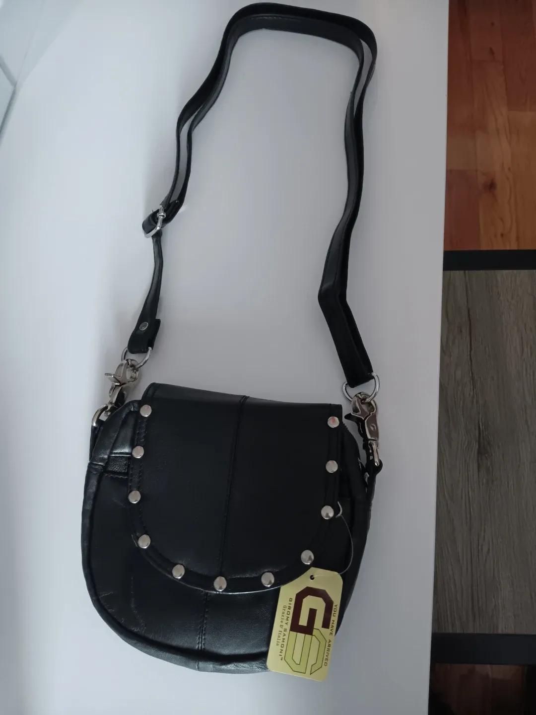 Girogio Samoni Black Leather Studded Crossbody Bag - photo 4