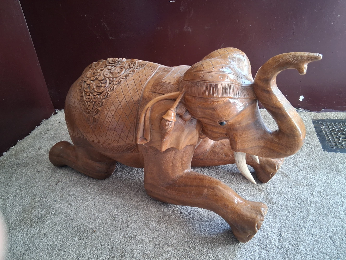 Carved Wooden Elephant Figurine