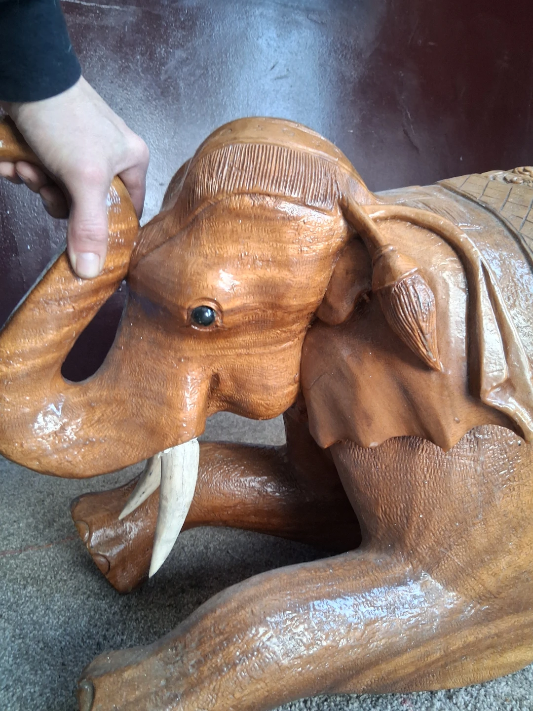 Carved Wooden Elephant Figurine - photo 2