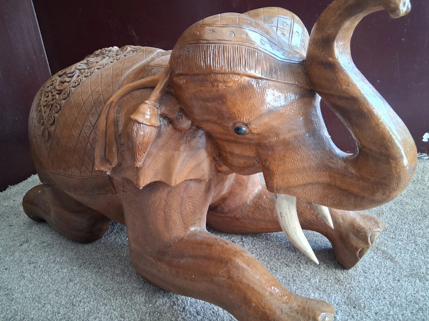 Carved Wooden Elephant Figurine - photo 3