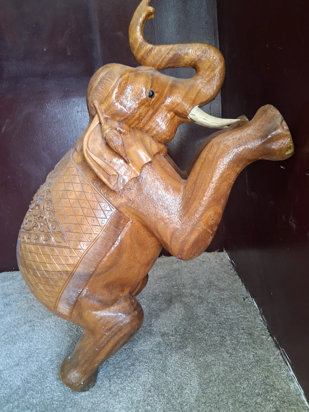 Carved Wooden Elephant Figurine - photo 5