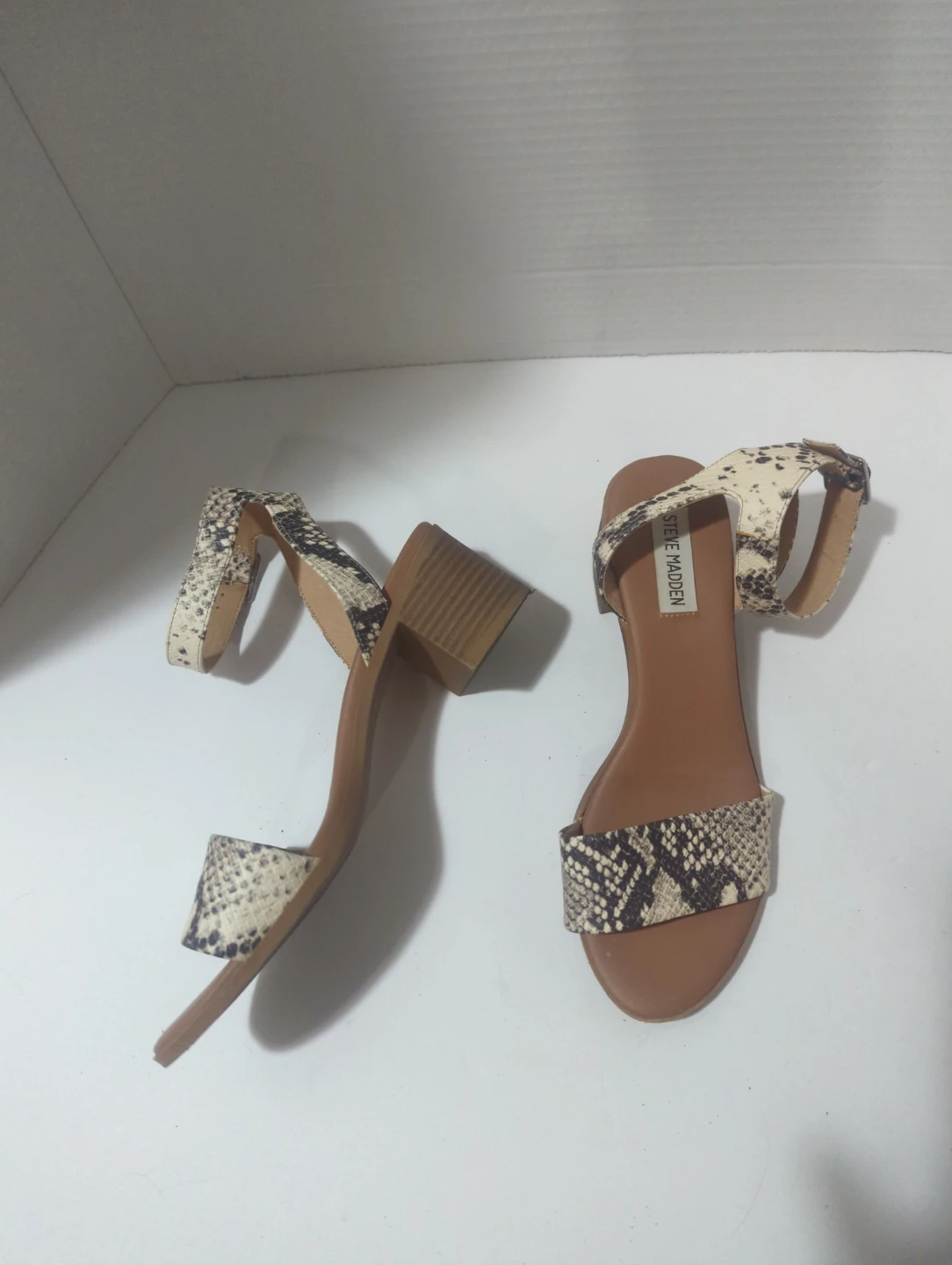 Steve Madden Snake Print Block Heel Sandals