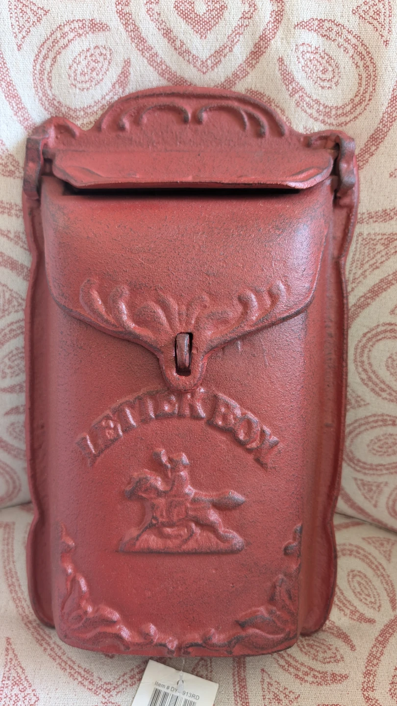 Red Cast Iron "Letter Box" Mailbox