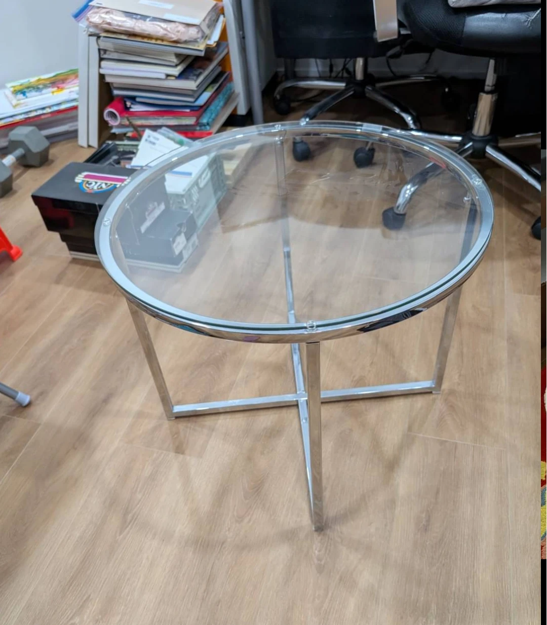 Round Glass Top coffee table Set with Chrome Frame - photo 2