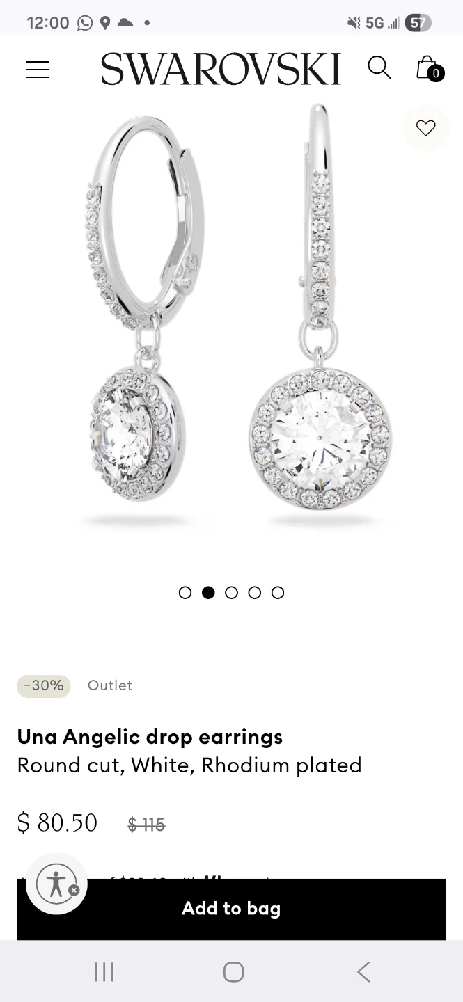Swarovski Una Angelic Drop Earrings - White Rhodium Plated