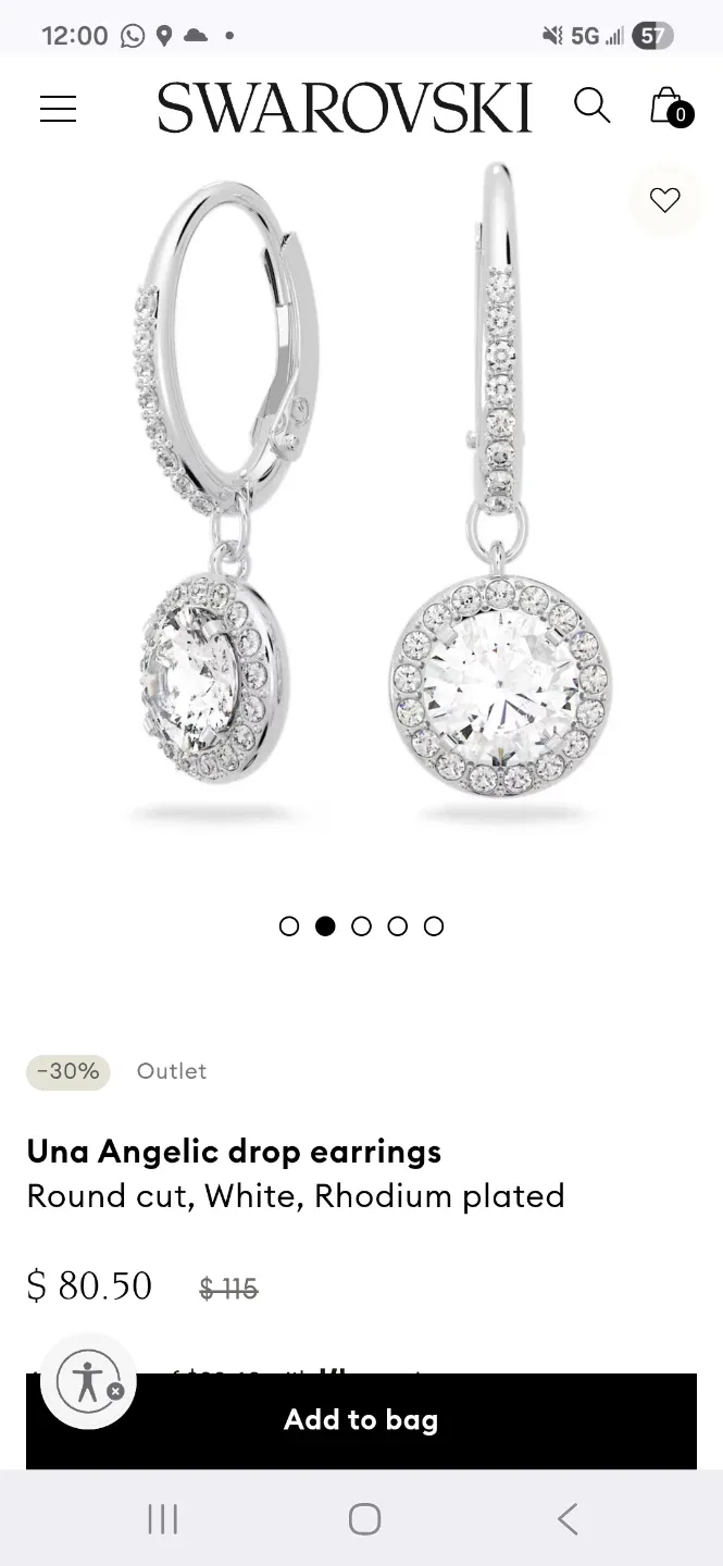 Swarovski Una Angelic Drop Earrings - White Rhodium Plated