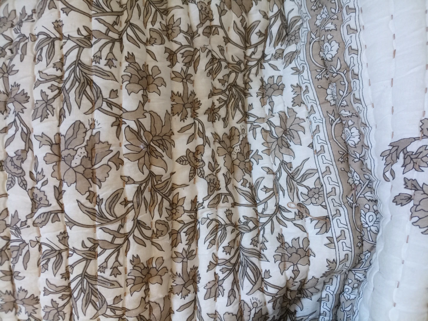 Quilted Throw Blanket with Floral Pattern