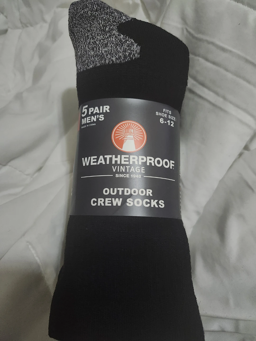 Weatherproof Vintage Men's Outdoor Crew Socks - 5 Pair Pack