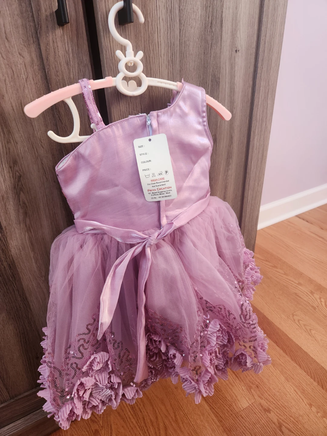 Pink Sequin Tulle Dress with Flower Trim - photo 4