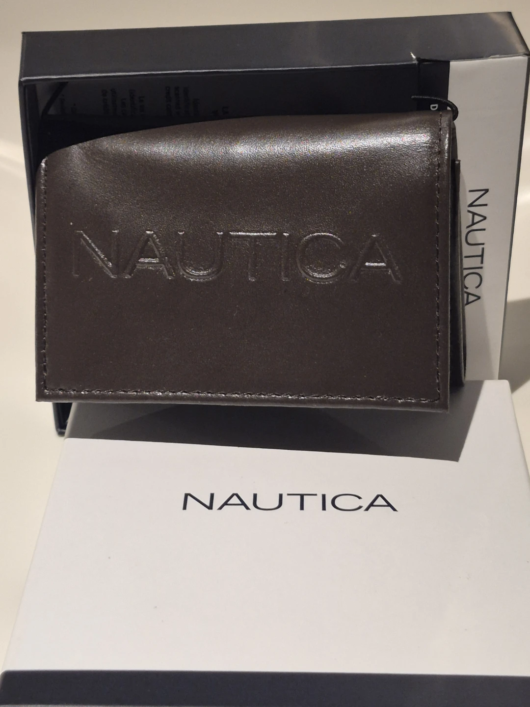 Nautica Leather Tri-fold Wallet with RFID Protection - Brown - photo 2