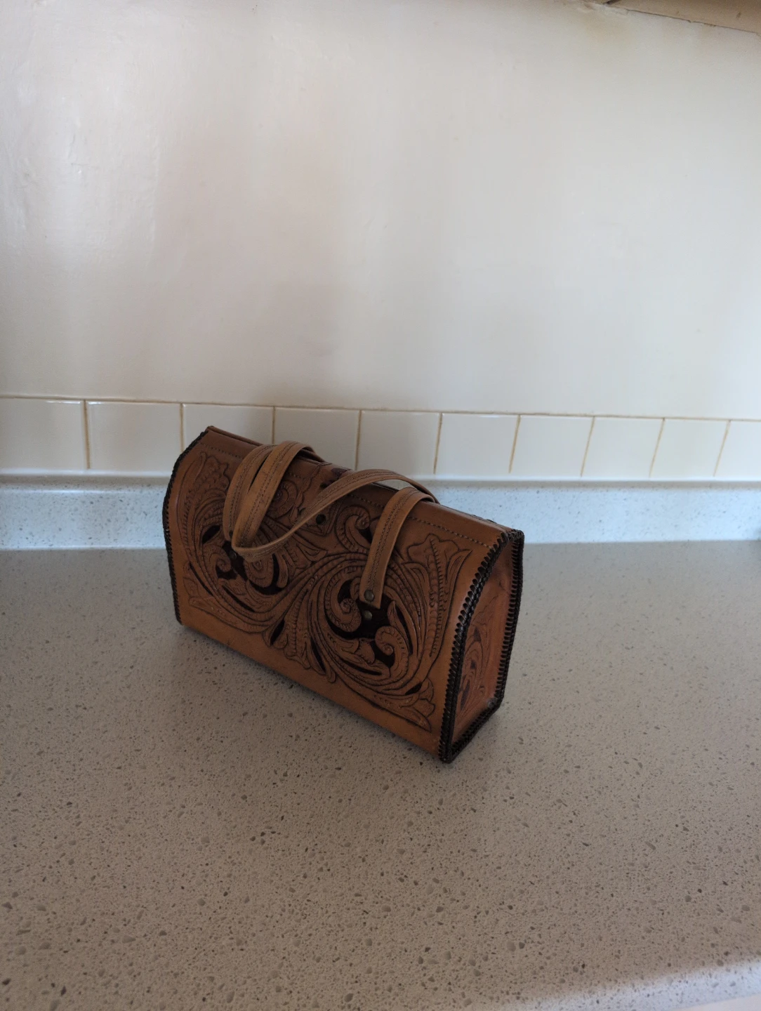 Vintage Tooled Leather Handbag Purse - photo 3