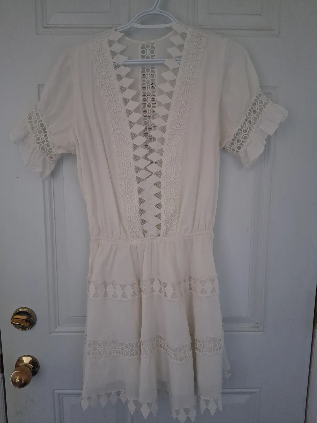 Cream Lace Detail Mini Dress