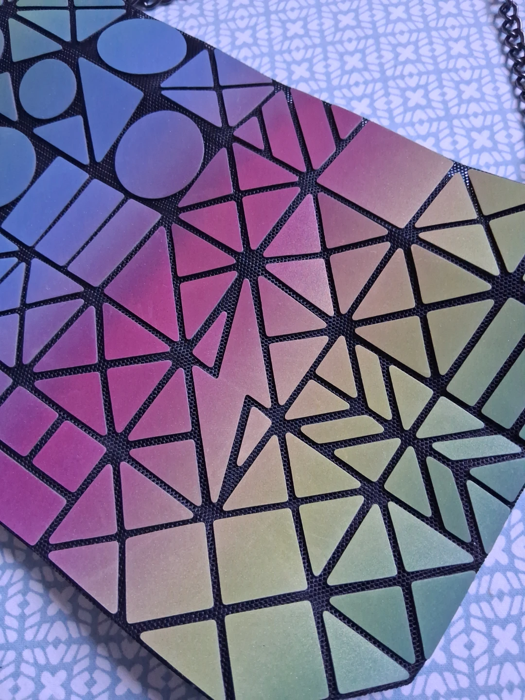 Geometric Iridescent Clutch Bag with Chain Strap - photo 2