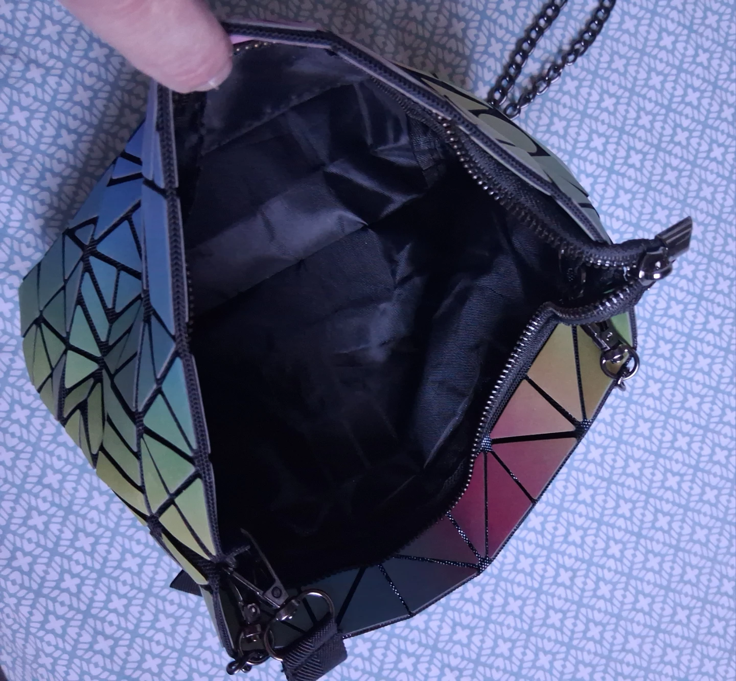 Geometric Iridescent Clutch Bag with Chain Strap - photo 4