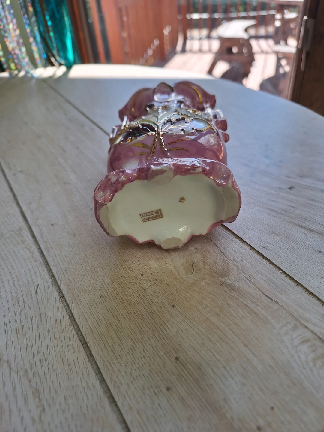 Pink Porcelain Vase with Gold Accents - Made in Germany - photo 3