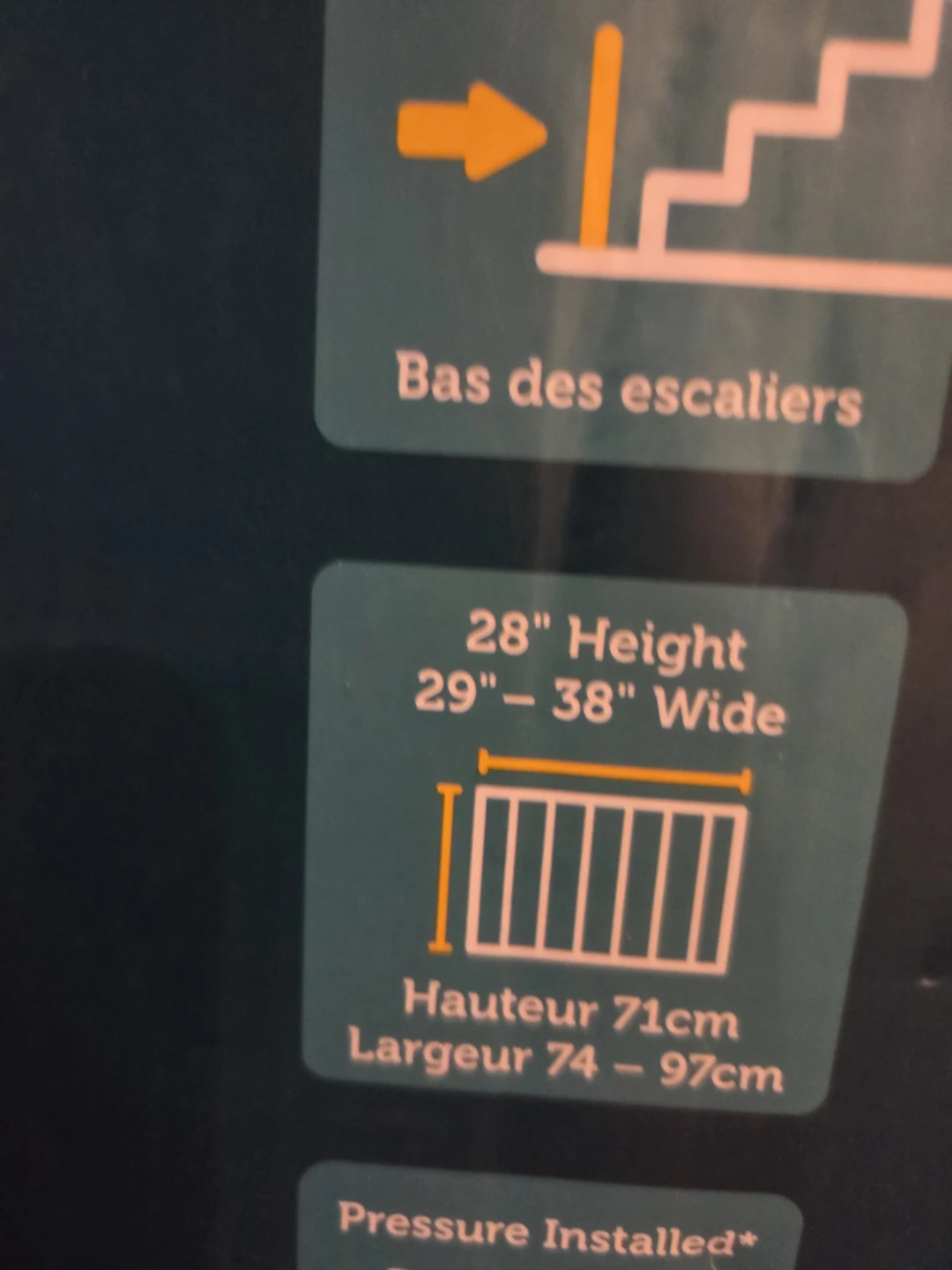 Baby Safety Gate - 28" Height, 29"-38" Wide