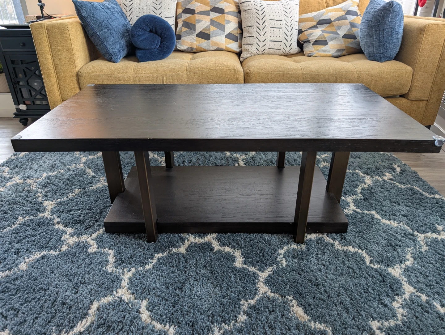 Dark Wood Coffee Table with Shelf
