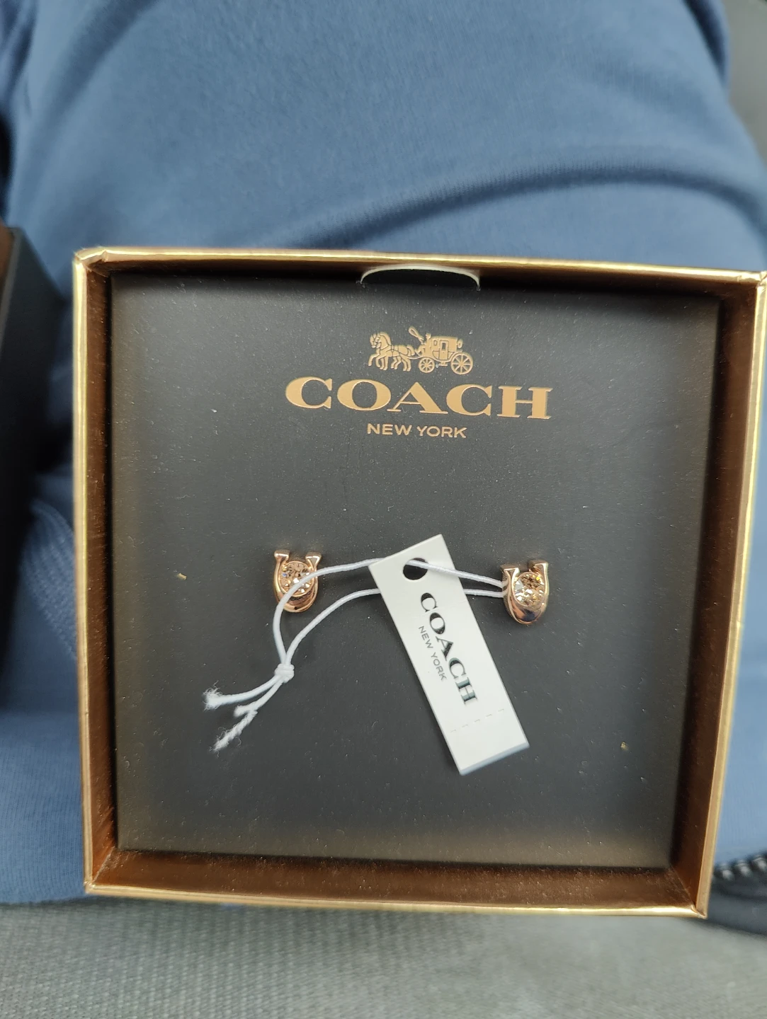 Coach Horseshoe Stud Earrings Rose Gold