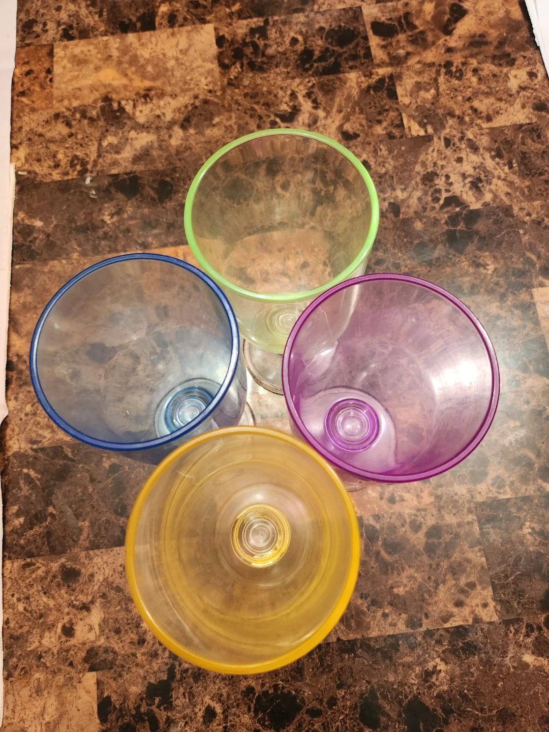 Set of 4 Coloured Plastic Wine Glasses