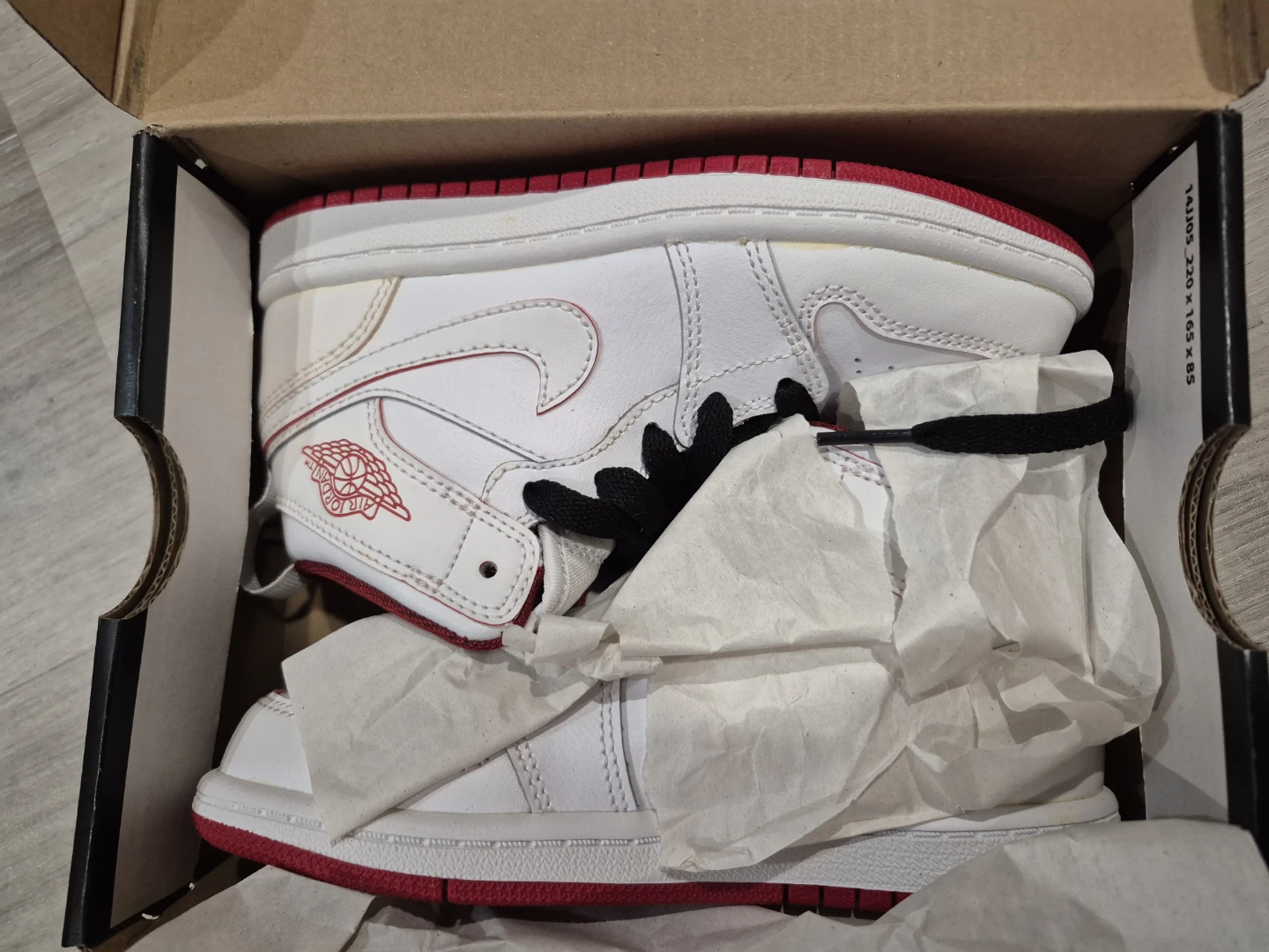 [NEW] Jordan 1 Mid BP White/Gym Red-Black Toddler Shoes 12C - photo 2