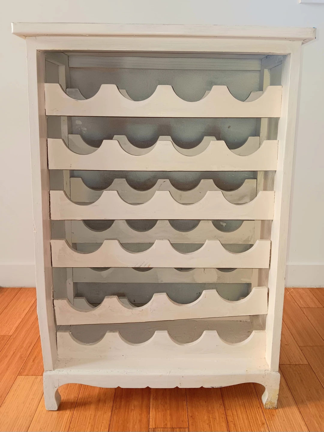 Vintage Wooden Wine Rack Cabinet with Decorative Tile Top - photo 3