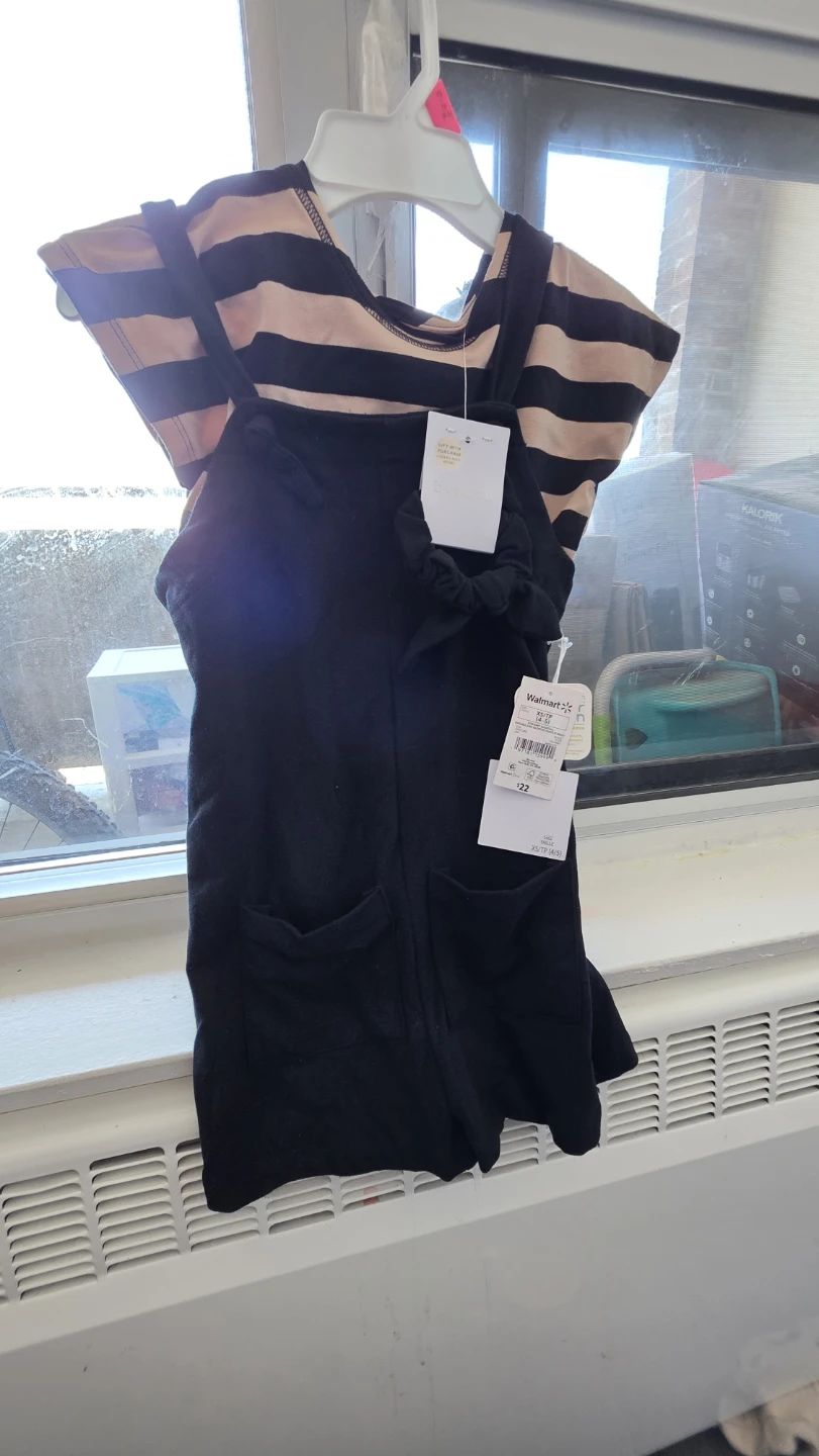 George Toddler Girl Striped Top & Overalls Set - 24 Months - photo 2