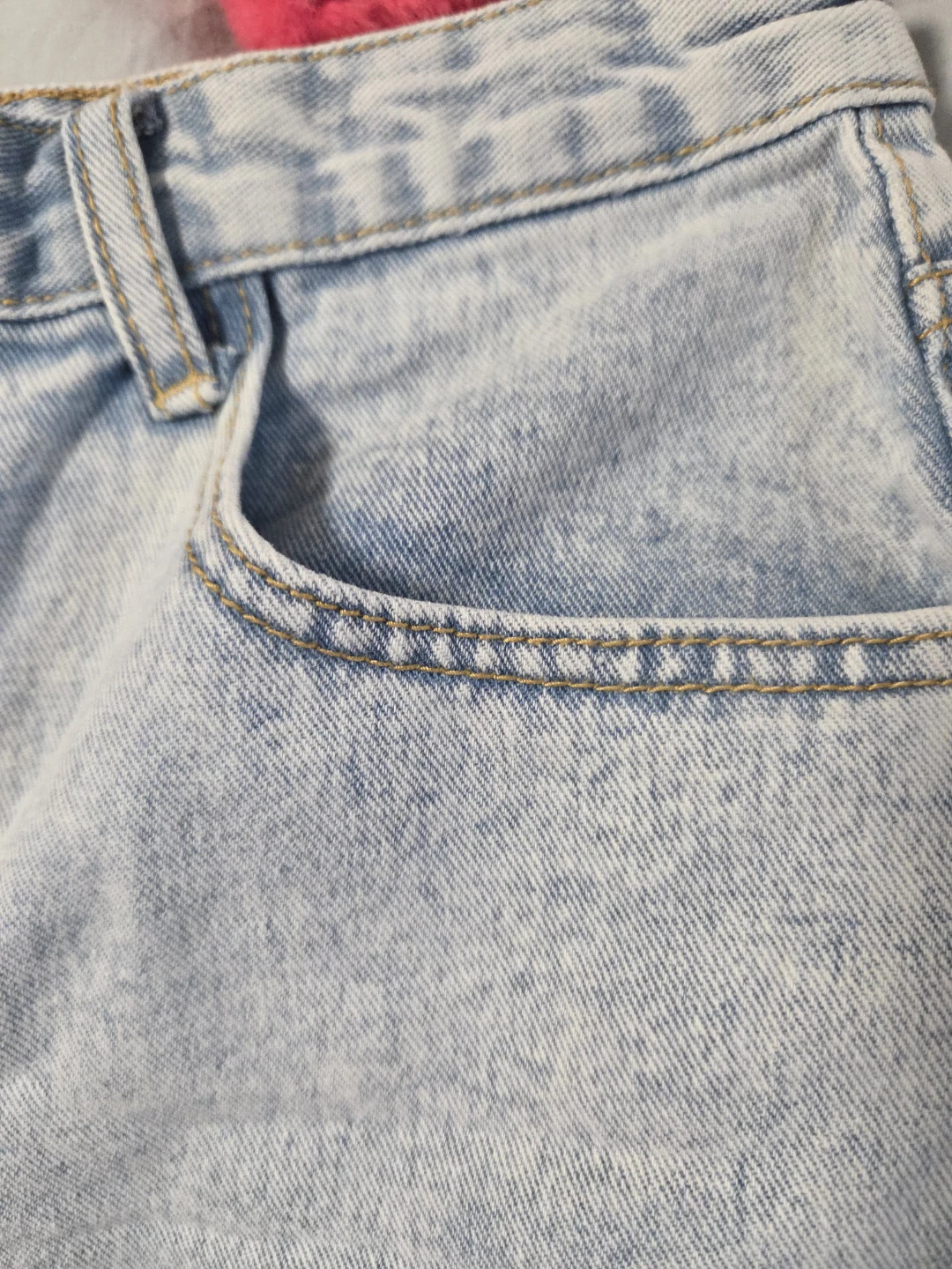 Light Wash Denim Shorts with Lace-Up Front - photo 3