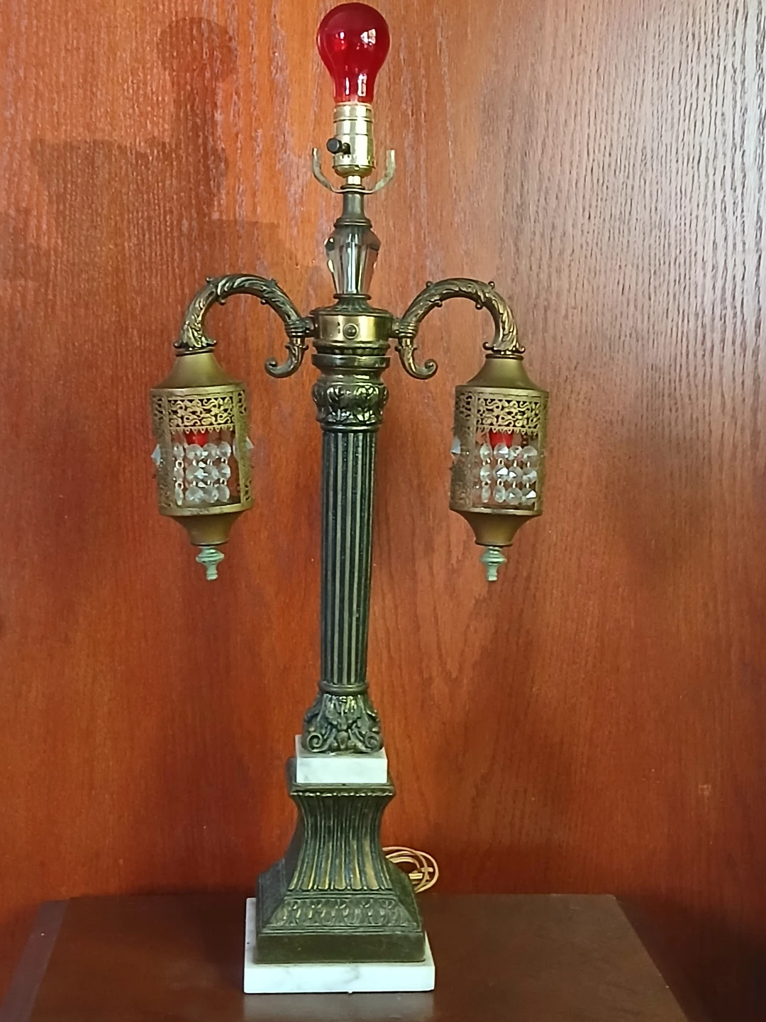 Vintage Double Lamp with Marble Base