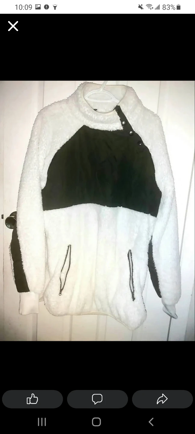 White and Black Fuzzy Fleece Jacket