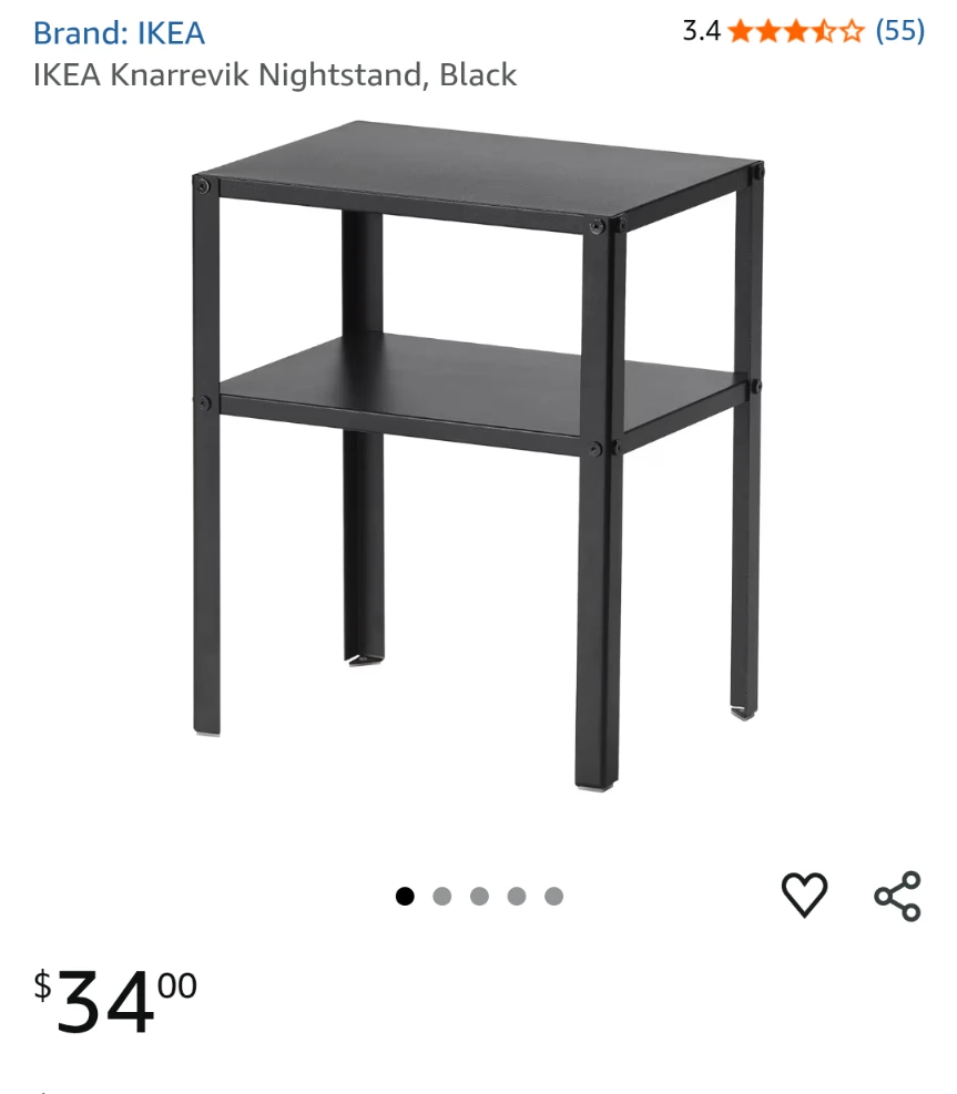 IKEA Knarrevik Metal Nightstand, Black - photo 3