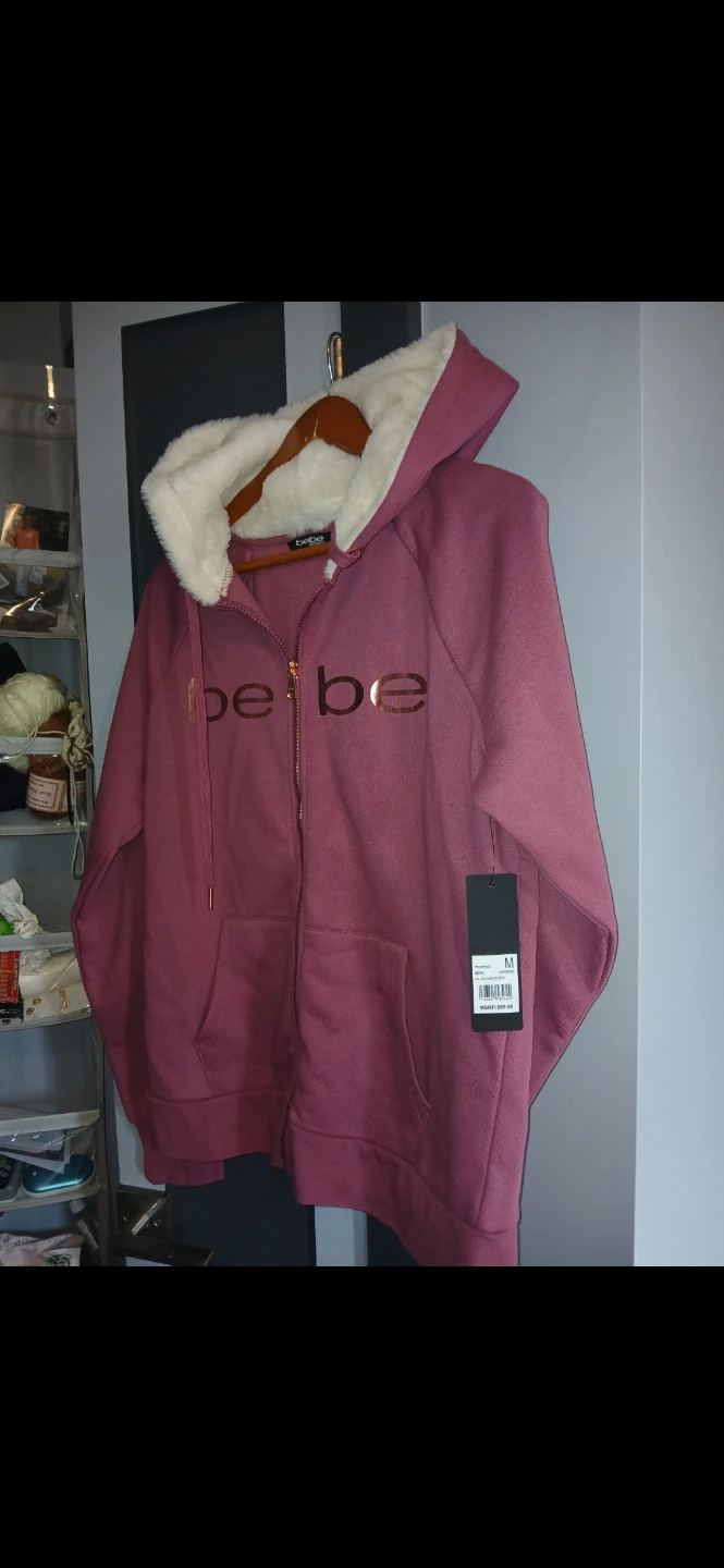 Bebe Rose Zip-Up Hoodie with Fuzzy Lined Hood 🌱