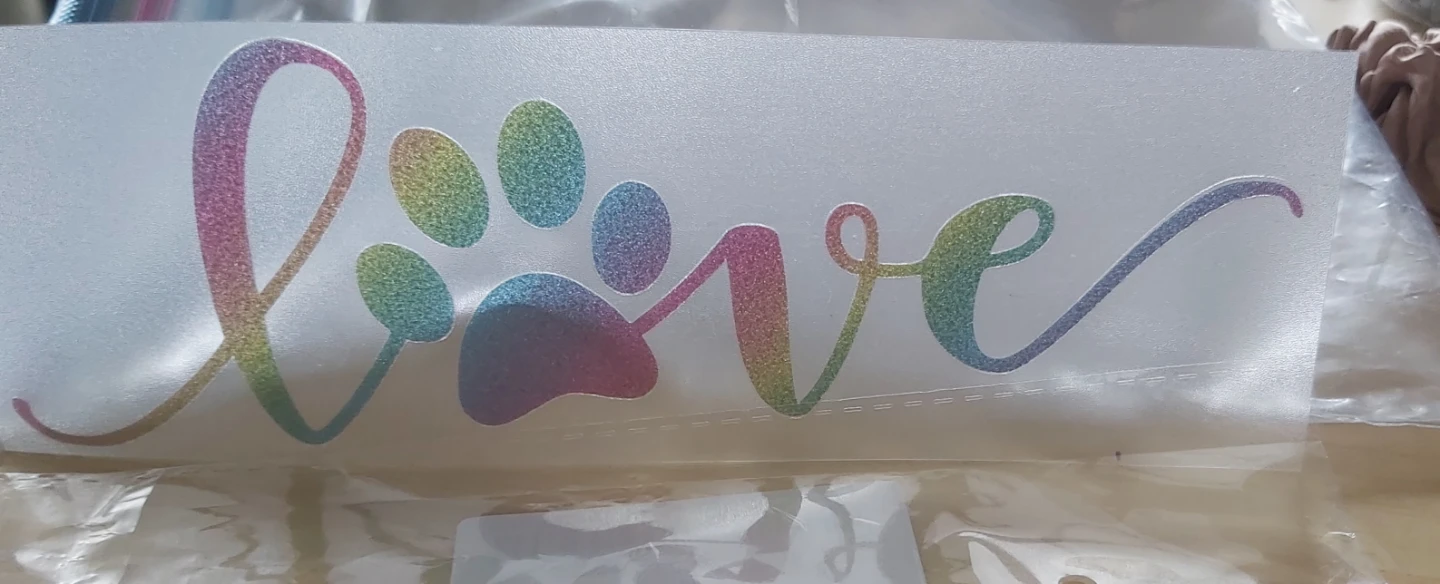 Rainbow Paw Print "Love" Decal Sticker - photo 2