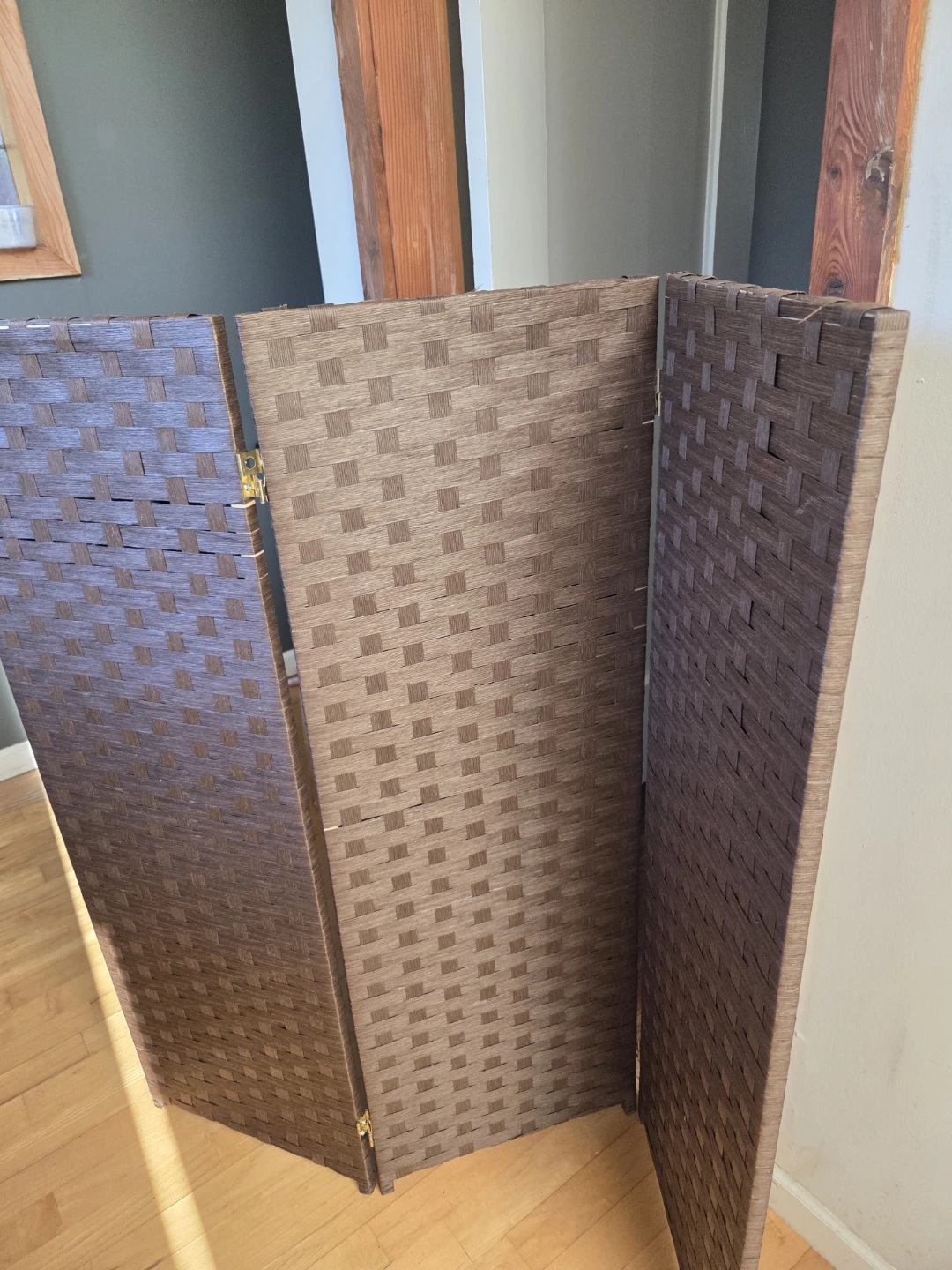 3-Panel Woven Room Divider Screen - photo 3