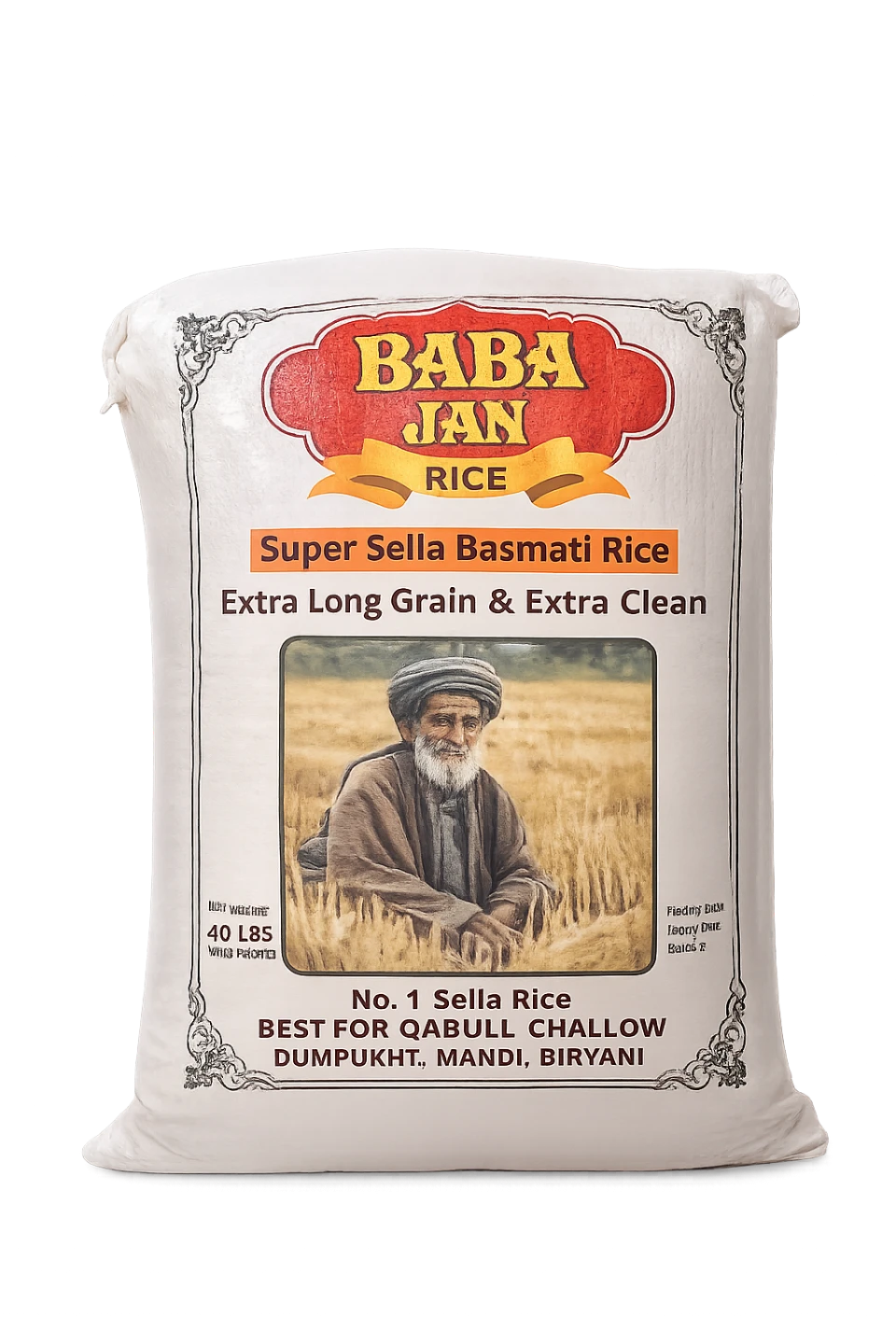 Baba Jan Super Sella Basmati Rice, 40 lbs