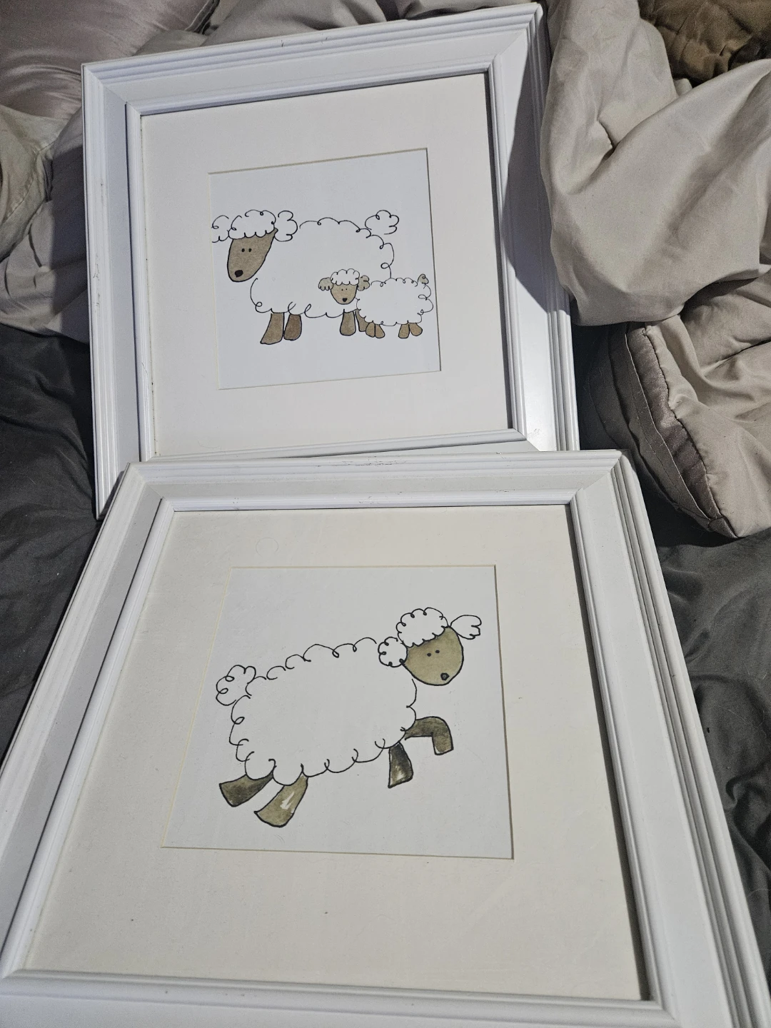 Serena Bowman "Mama and Baby Sheep" Framed Art