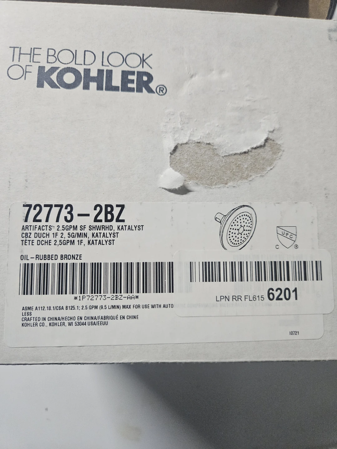 Kohler 72773-2BZ Artifacts Shower Head, Oil-Rubbed Bronze - photo 2