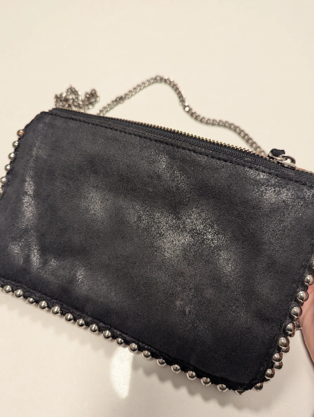 Zara Black studded clutch with chain strap