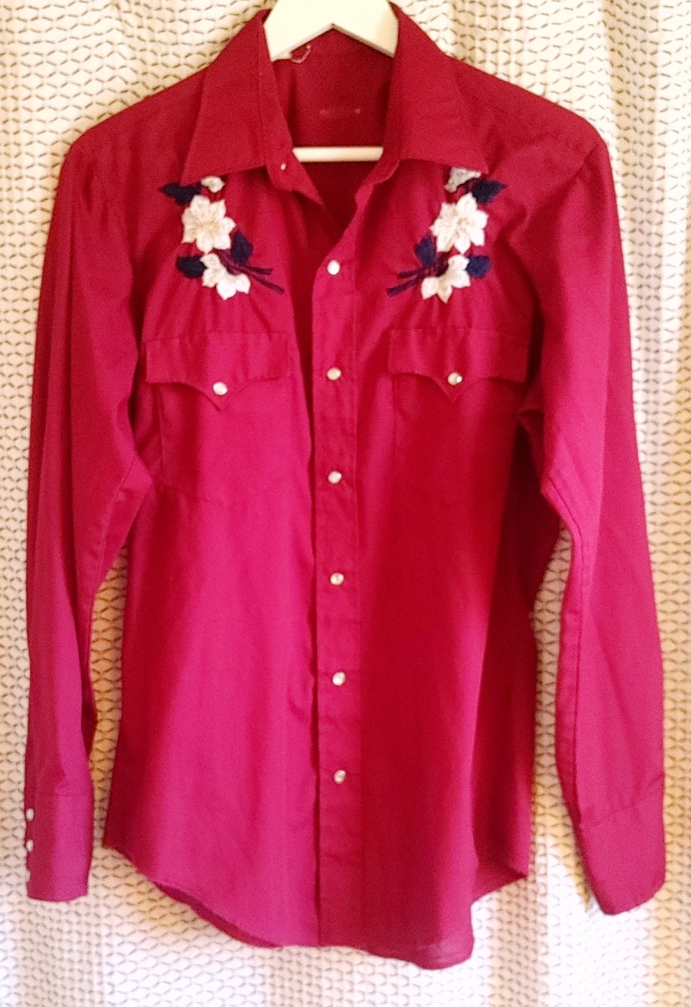 Western Style Embroidered Pearl Snap Shirt