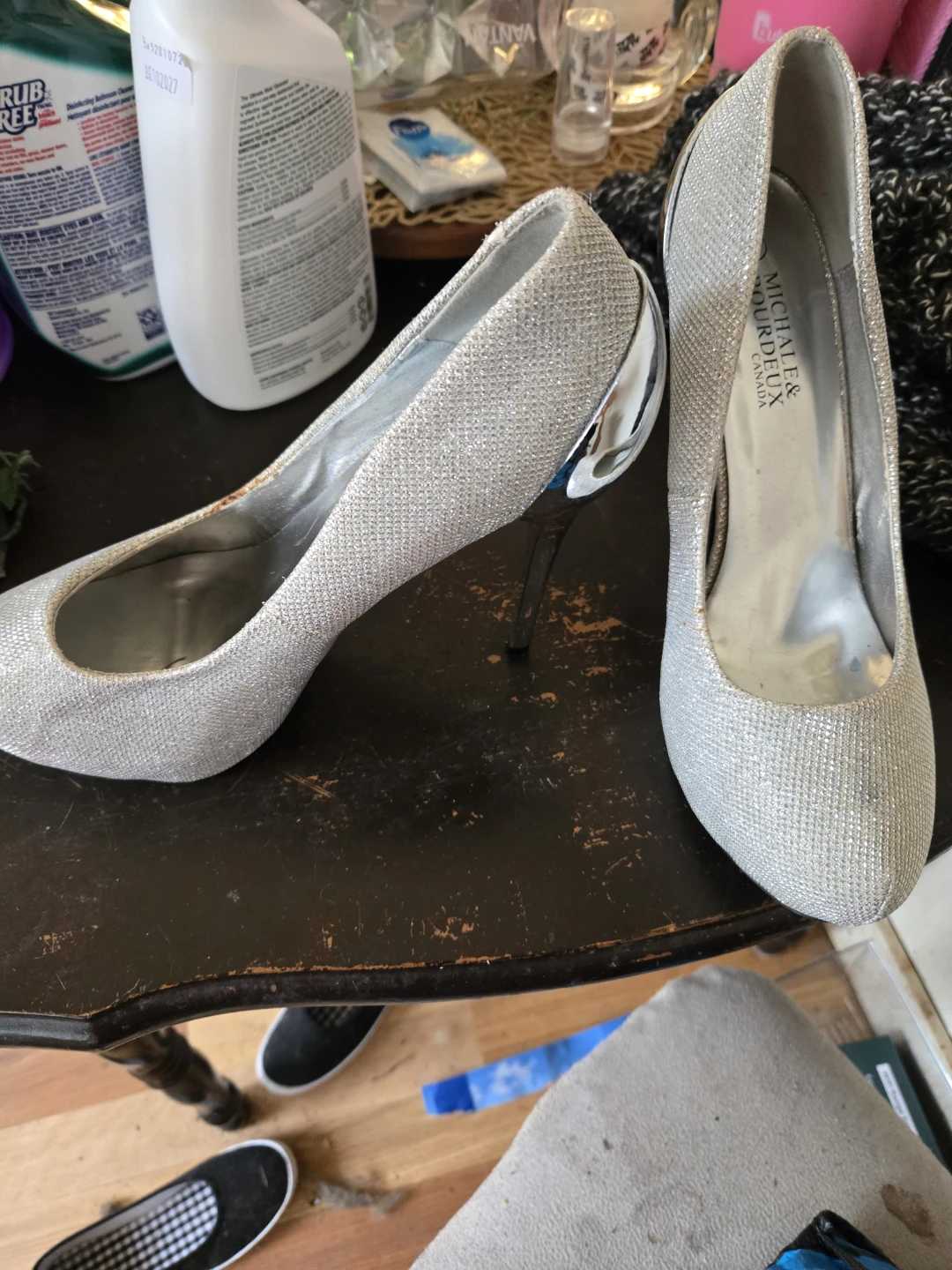 Black MyStyle Slide Sandals and Silver Michael & Gordons Heels - photo 3