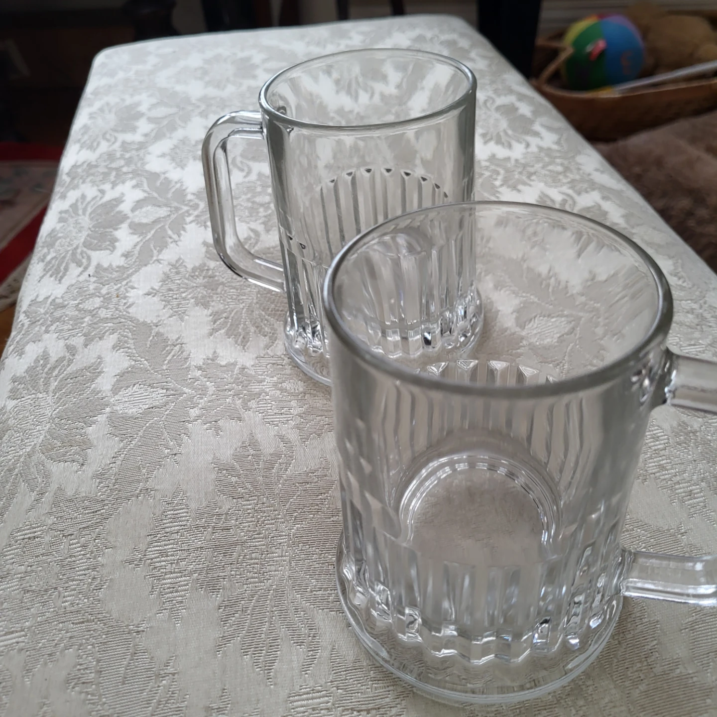 Pair of vintage Clear Glass Mugs