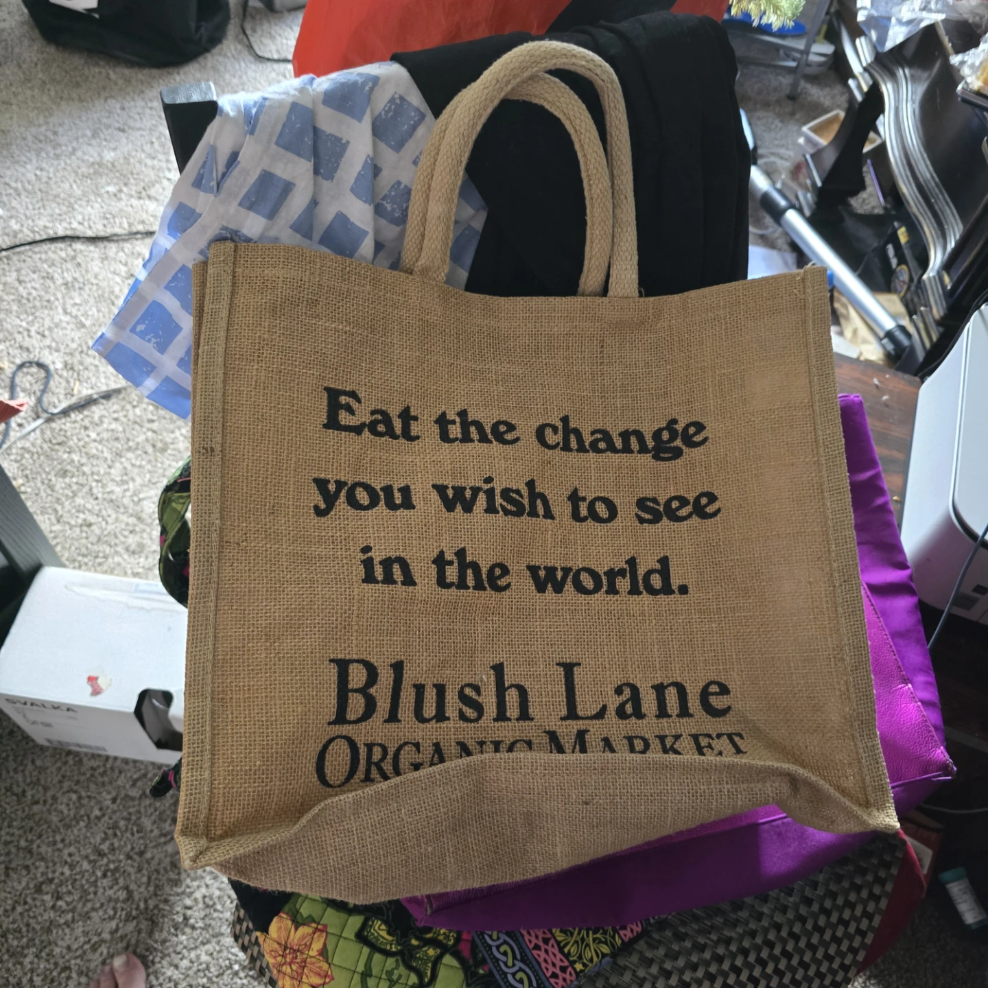 Blush Lane Organic Market Jute Tote Bag