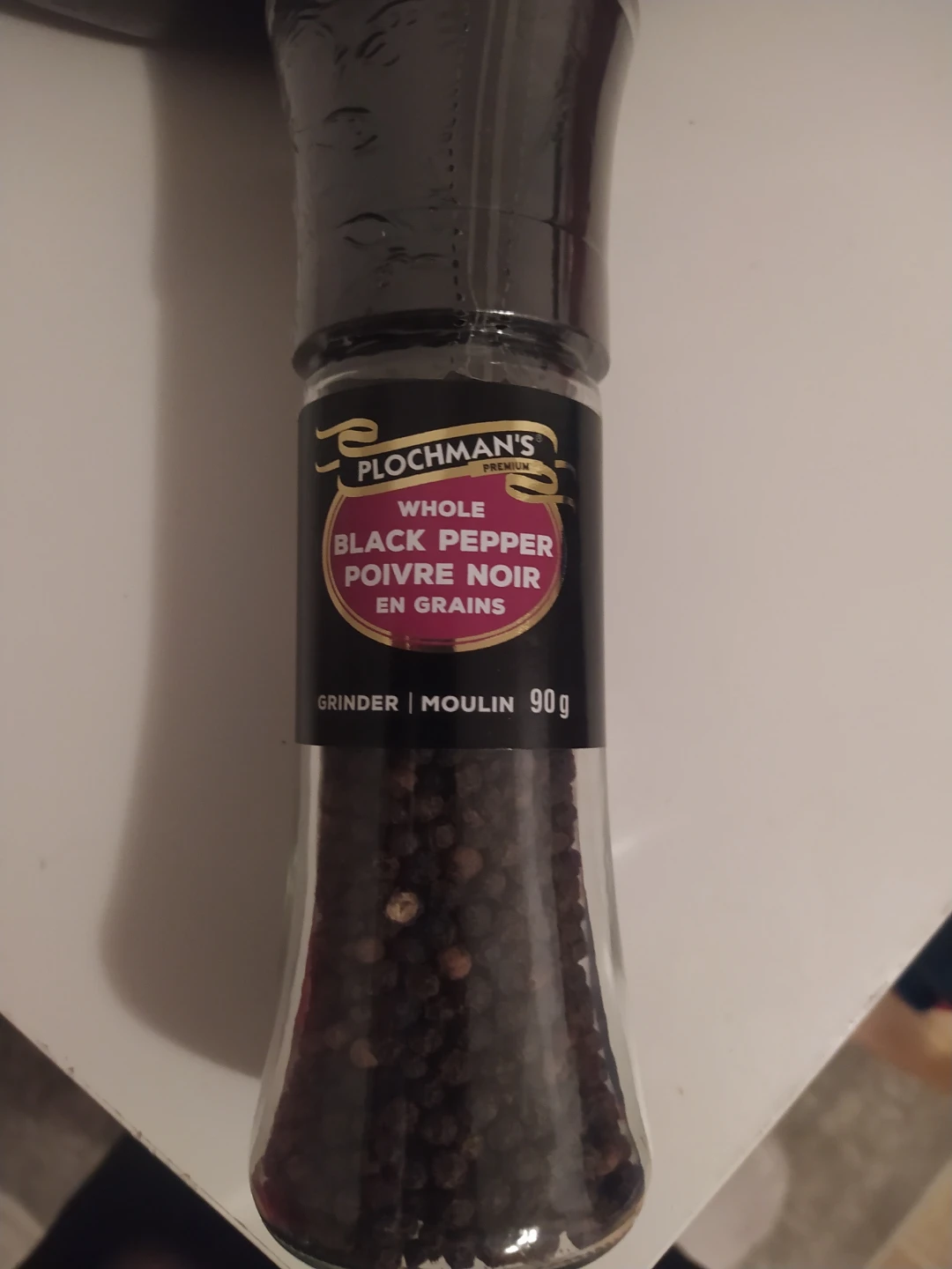 Plochman's Premium Whole Black Peppercorns Grinder