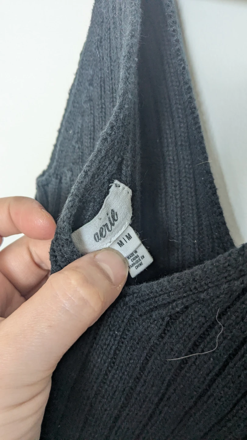 Aerie Black Ribbed Knit Crop Tank Top - photo 2