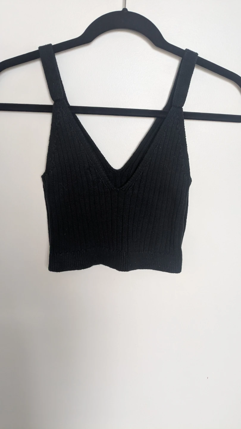 Aerie Black Ribbed Knit Crop Tank Top - photo 3