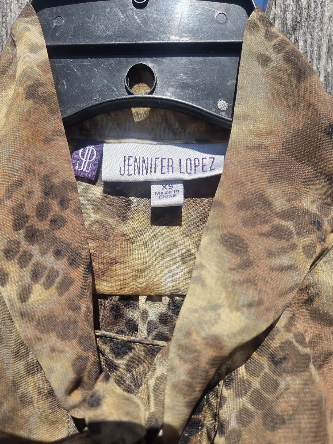 Jennifer Lopez Brown Snake Print Sheer Long Sleeve Blouse XS - photo 2