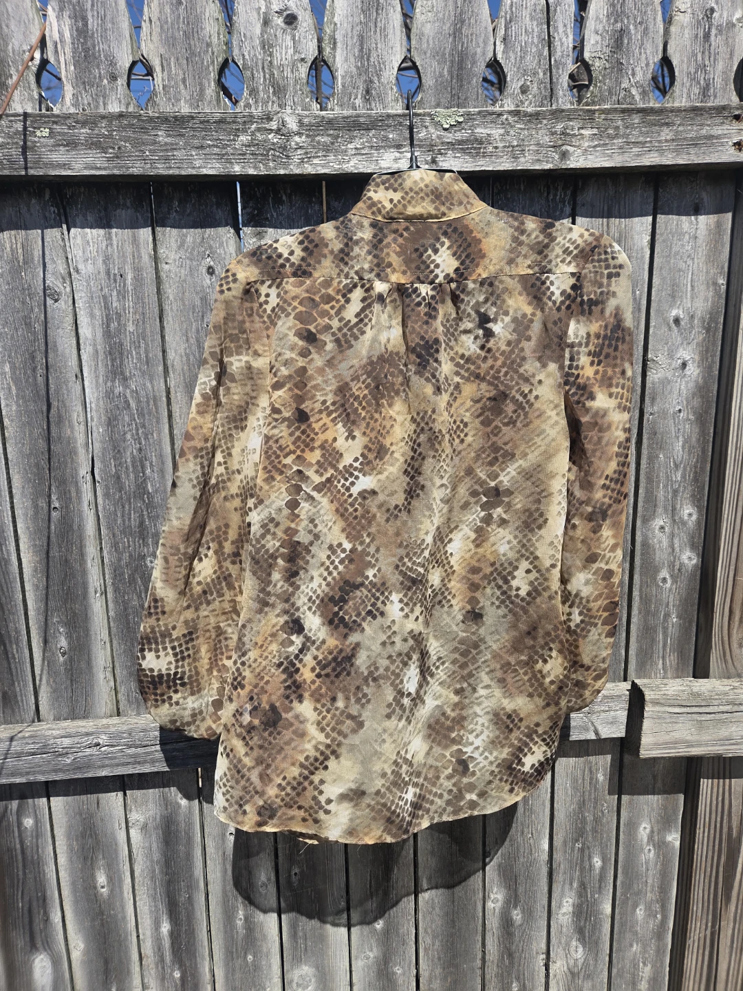 Jennifer Lopez Brown Snake Print Sheer Long Sleeve Blouse XS - photo 3