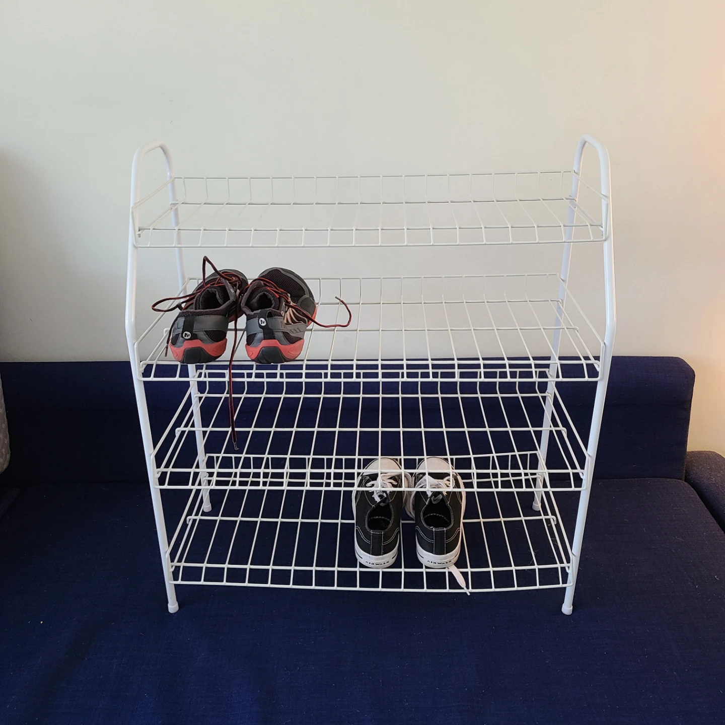 White 4-Tier Wire Shoe Rack Organizer