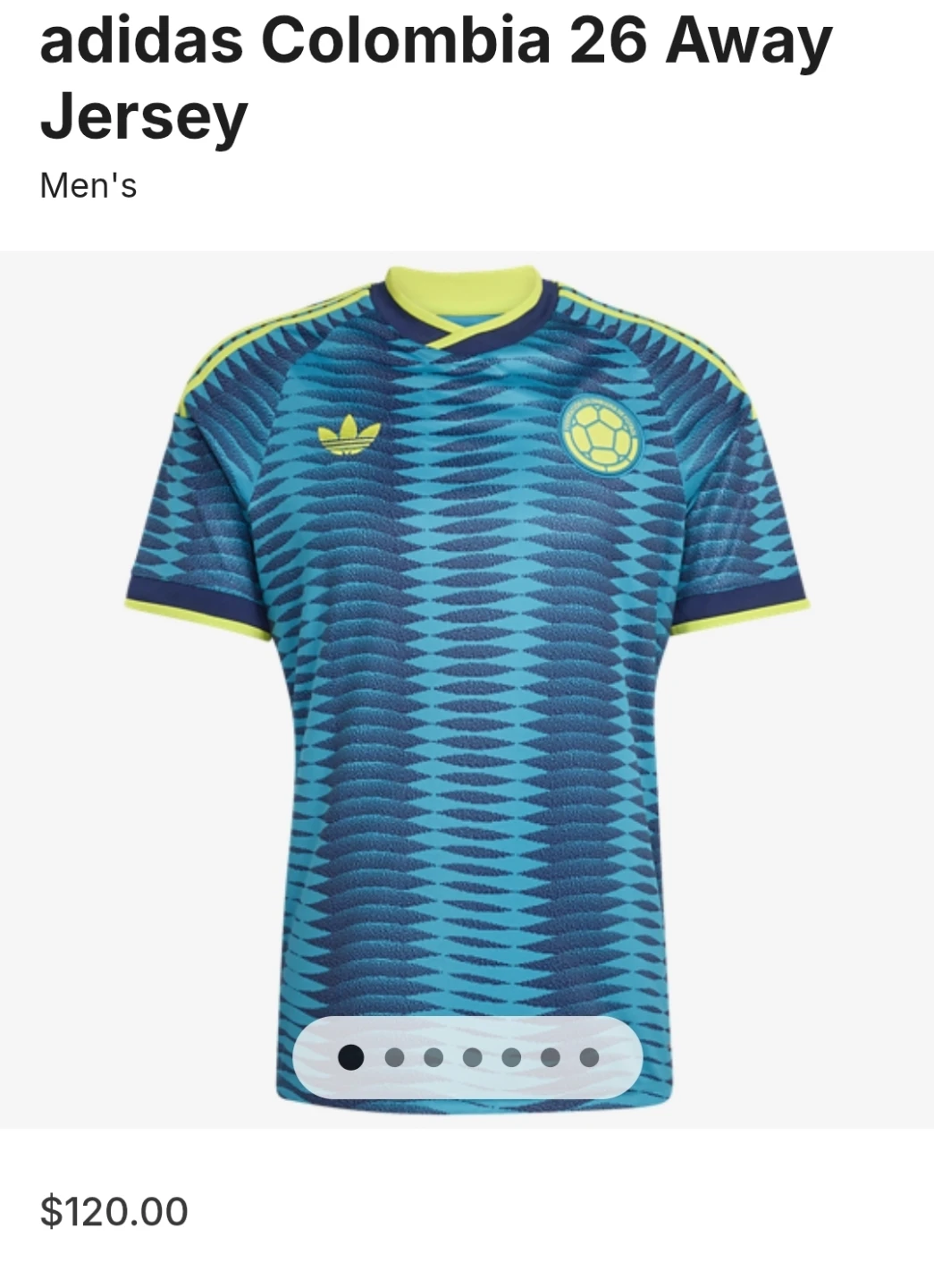 Adidas Colombia 26 Away Jersey Men's