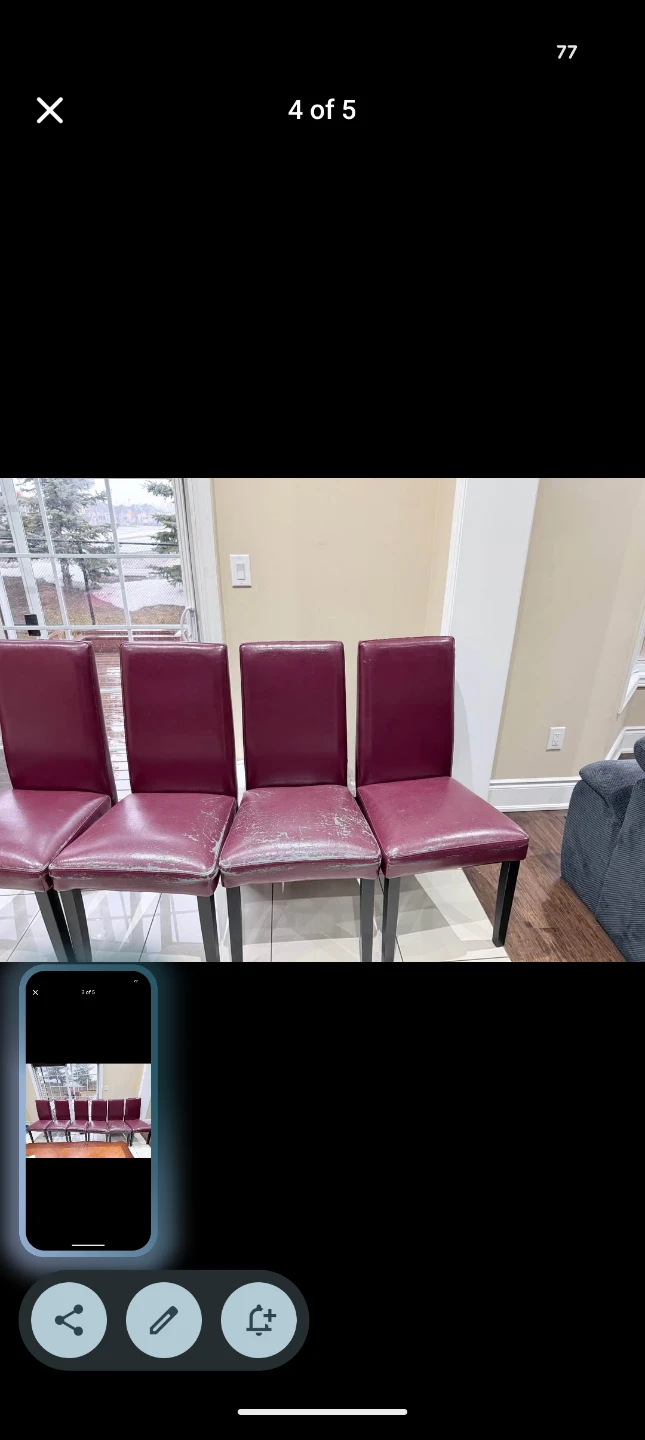 Set of 6 Burgundy Dining Chairs