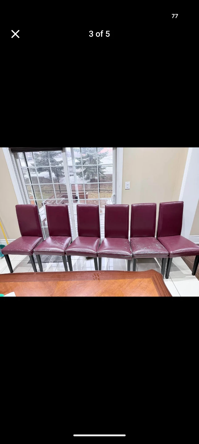 Set of 6 Burgundy Dining Chairs - photo 2